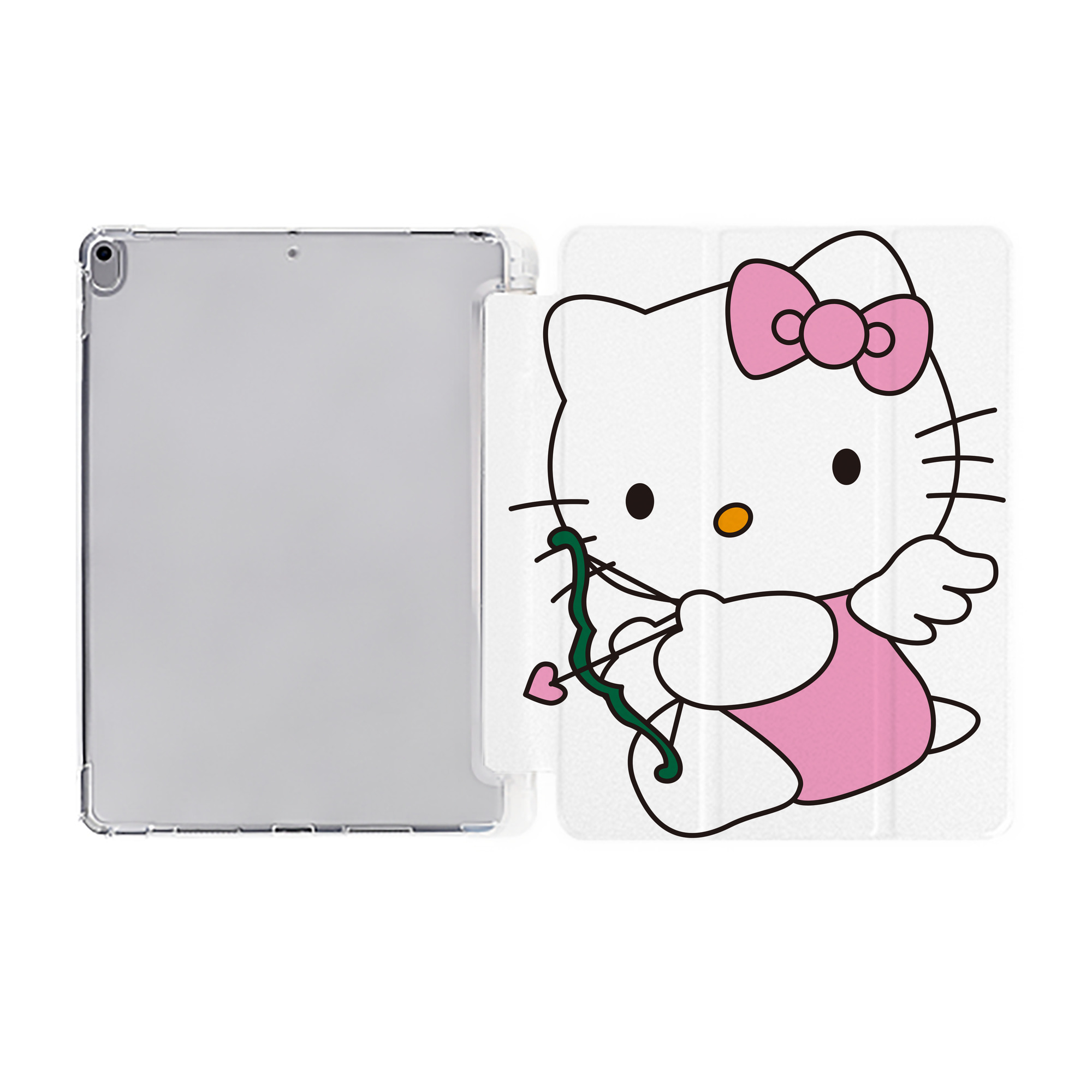 （画像用） Hello Kitty ハローキティ IPad ケース ペン収納付き 三つ折りスタンド PUレザー×シリコン 対応機種9.5/10.5/10.9インチ